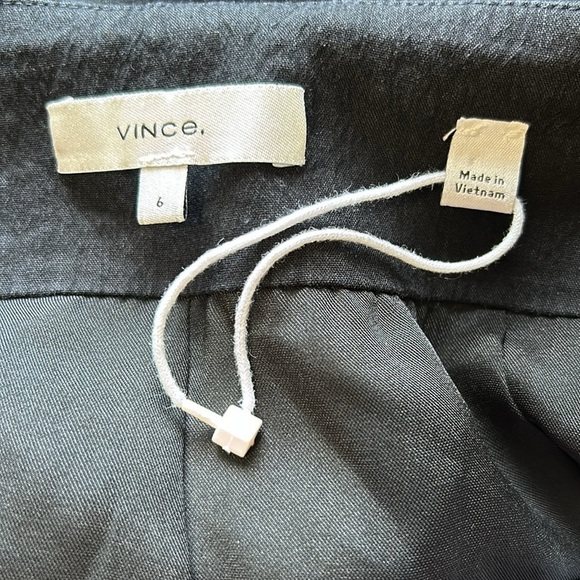 VINCE Skirt Preppy Center Pleat Pockets Linen Mini A Line Skirt Black Sz 6 - Picture 8 of 12